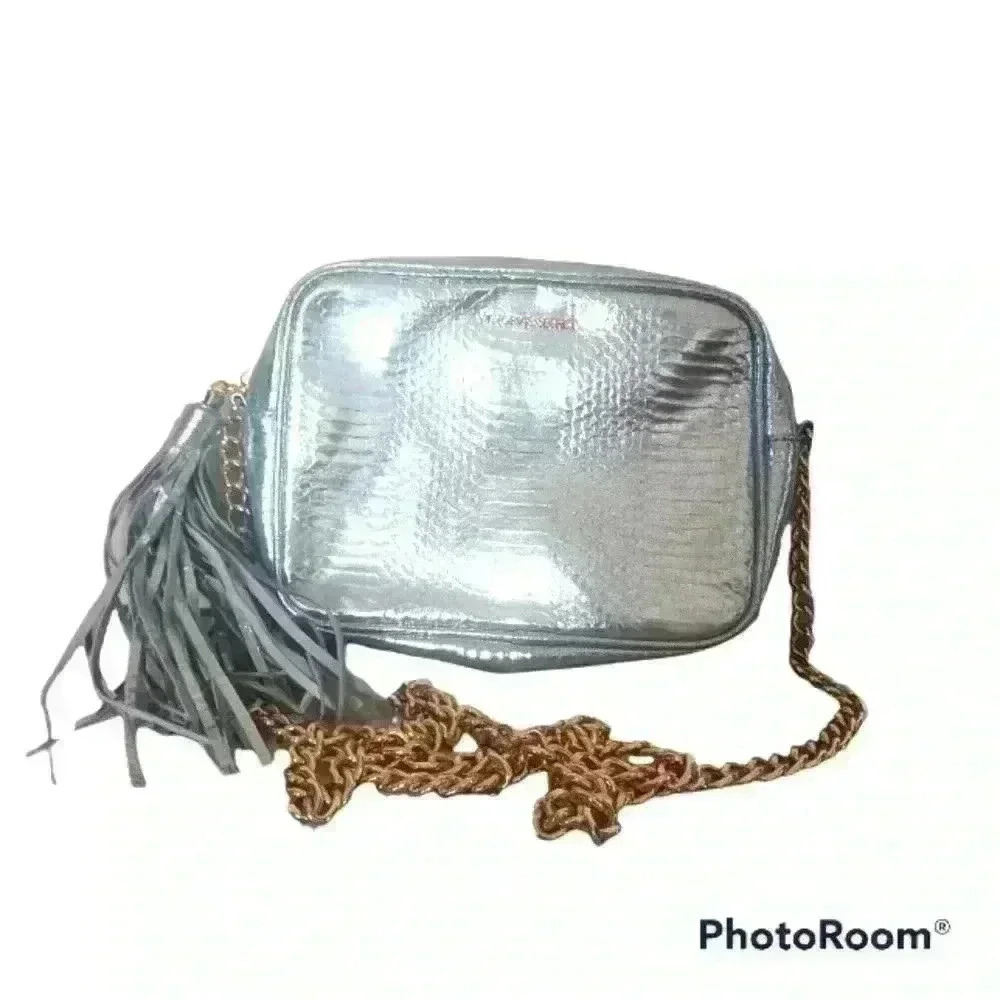 Victoria's Secret Silver Snakeskin Patterned Crossbody Bag